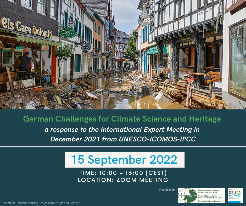 German Challenges for Climate Science and Heritage a response to the International Expert Meeting in December 2021 from UNESCO ICOMOS IPCC 1