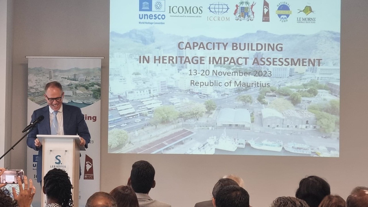 Nicholas Clarke delivering a presentation at the Capacity Building Workshop in Mauritius