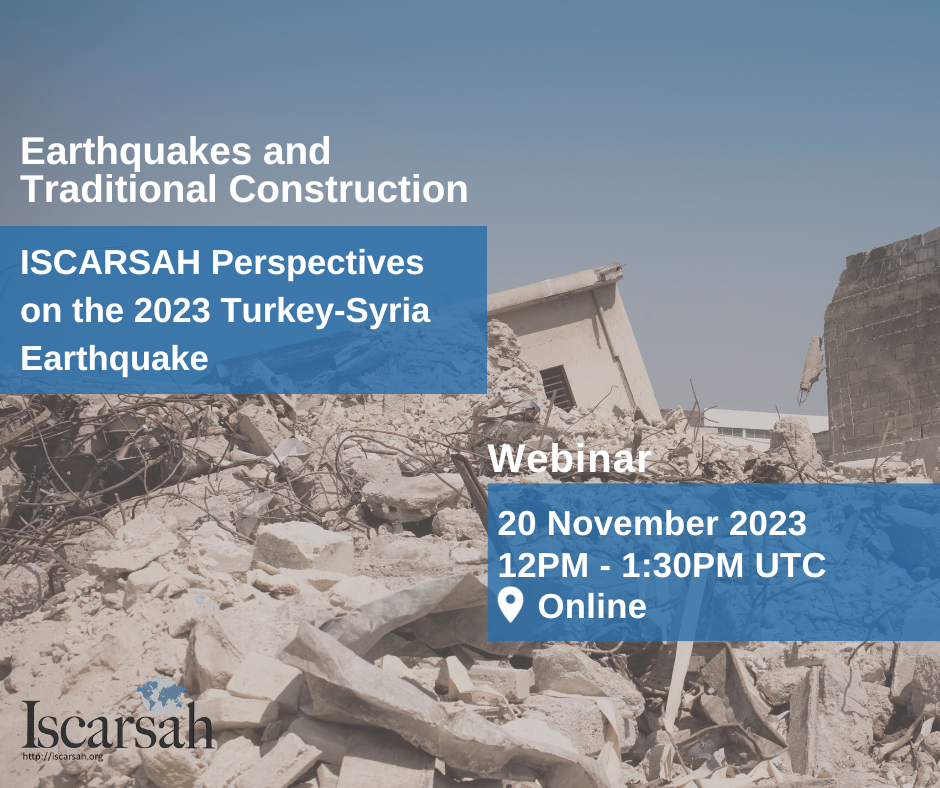 Webinaire ISCARSAH tremblement de terre Turquie/Syrie